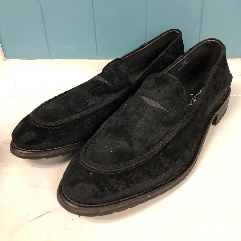 Donald J Pliner Zvian Loafers Men’s Size 8.5 M, Black Distressed Velvet 3182